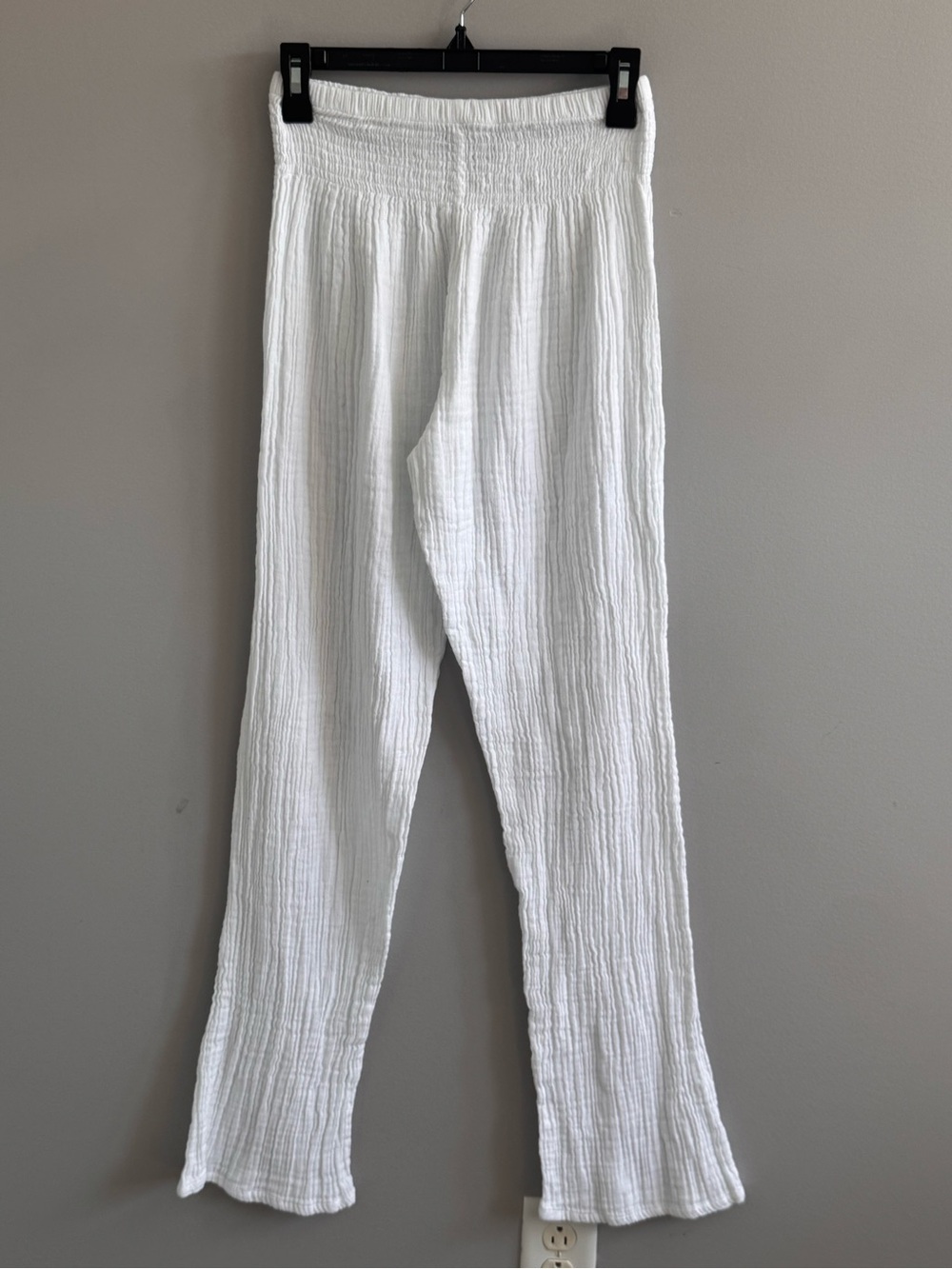 Lotus & Luna White Cotton Gauze Wide Leg Pants S/M Boho Beach Resort